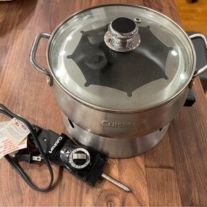 Cuisinart Silver Electric Fondue Pot with Glass Lid
